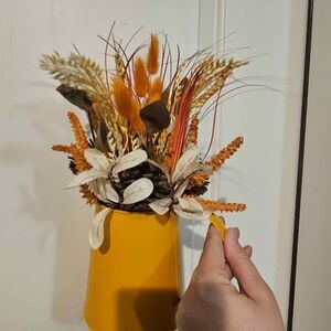 Faux Fall Floral Centerpiece in Metal Pitcher